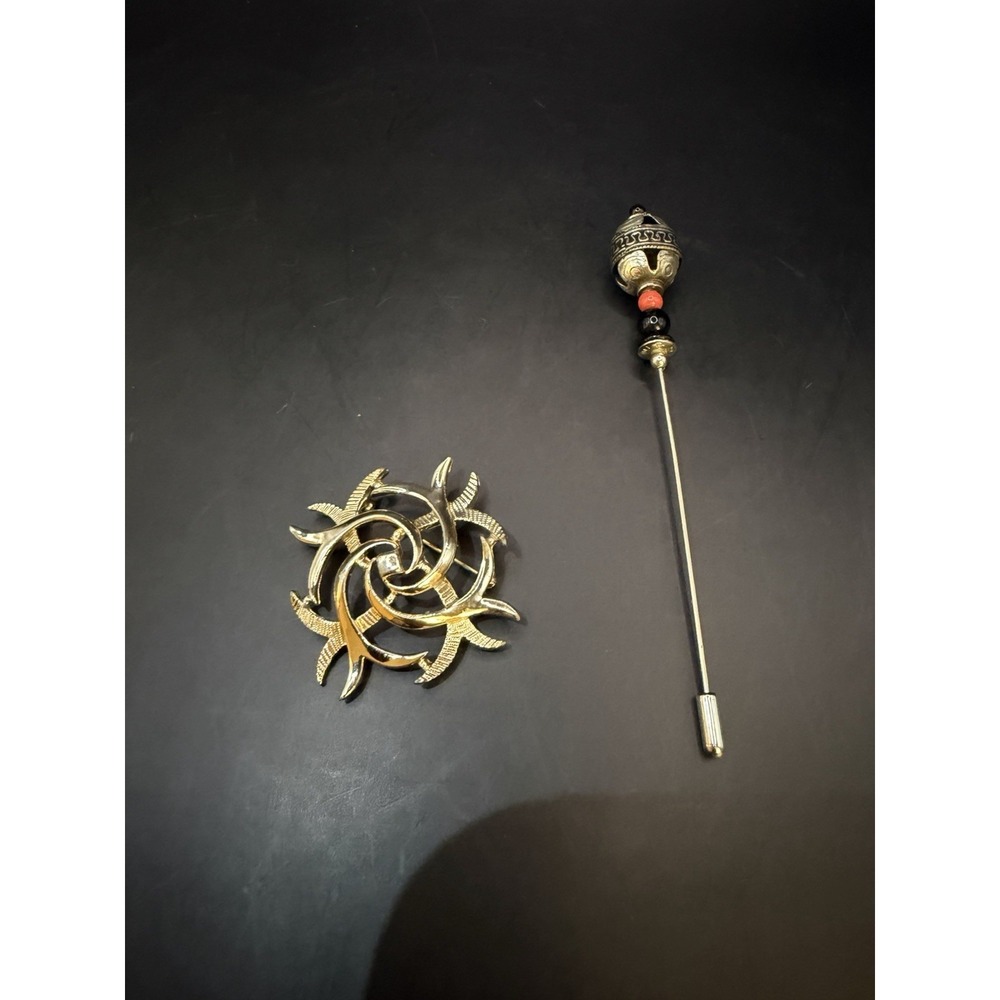 Lot of 2 Vintage Pins – Sarah Coventry Brooch & Ornate Hat Stick Pin